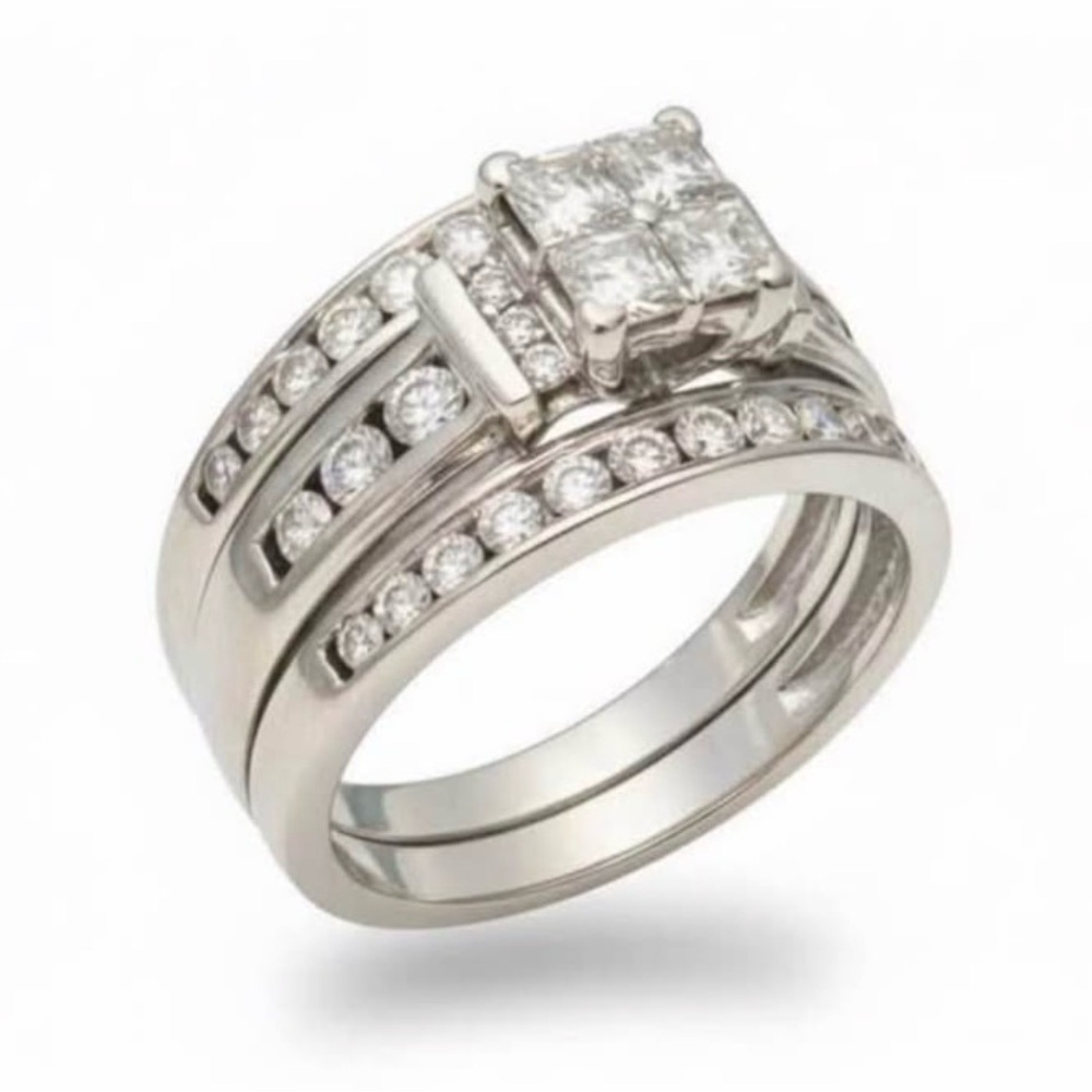 Elegant 14K White Gold Diamond Wedding Set – Appraised $6,550 - Picture 2 of 6